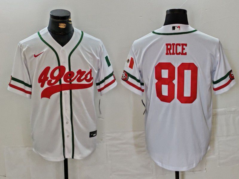 Men San Francisco 49ers #80 Rice White Joint Name 2024 Nike Limited NFL Jersey style 1